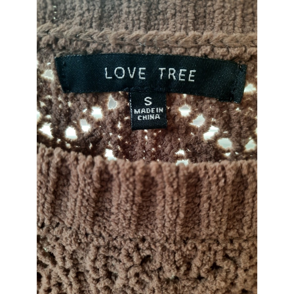 Love Tree Womens Brown Knit Sweater Size Small Fall Girley - Picture 5 of 7